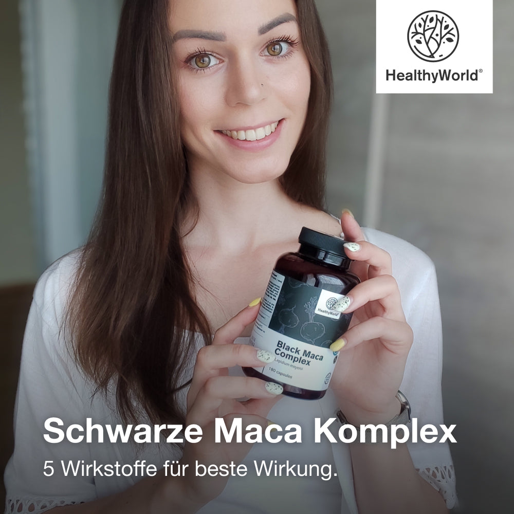 HealthyWorld | Schwarze Maca Komplex 5000 mg - 180 Kapseln