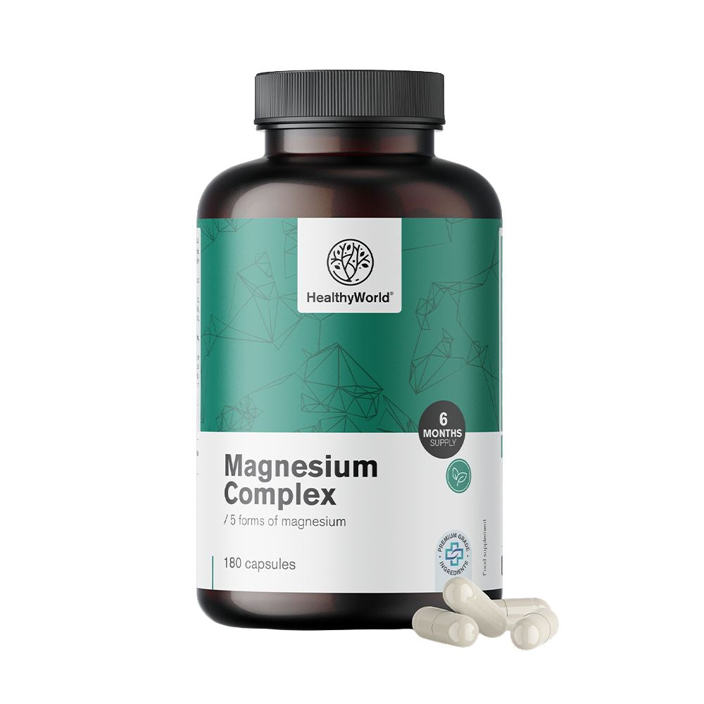 HealthyWorld | Magnesium Komplex – 5 Magnesiumformen für Muskeln, Energie & Nerven - 180 Kapseln
