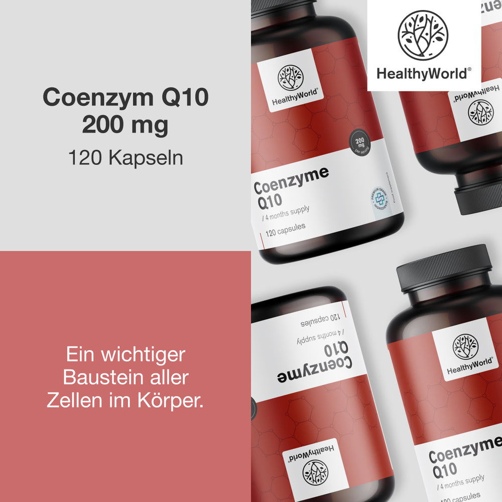 HealthyWorld | Coenzym Q10 200 mg für Lungen, Leber & Herz - 120 Kapseln