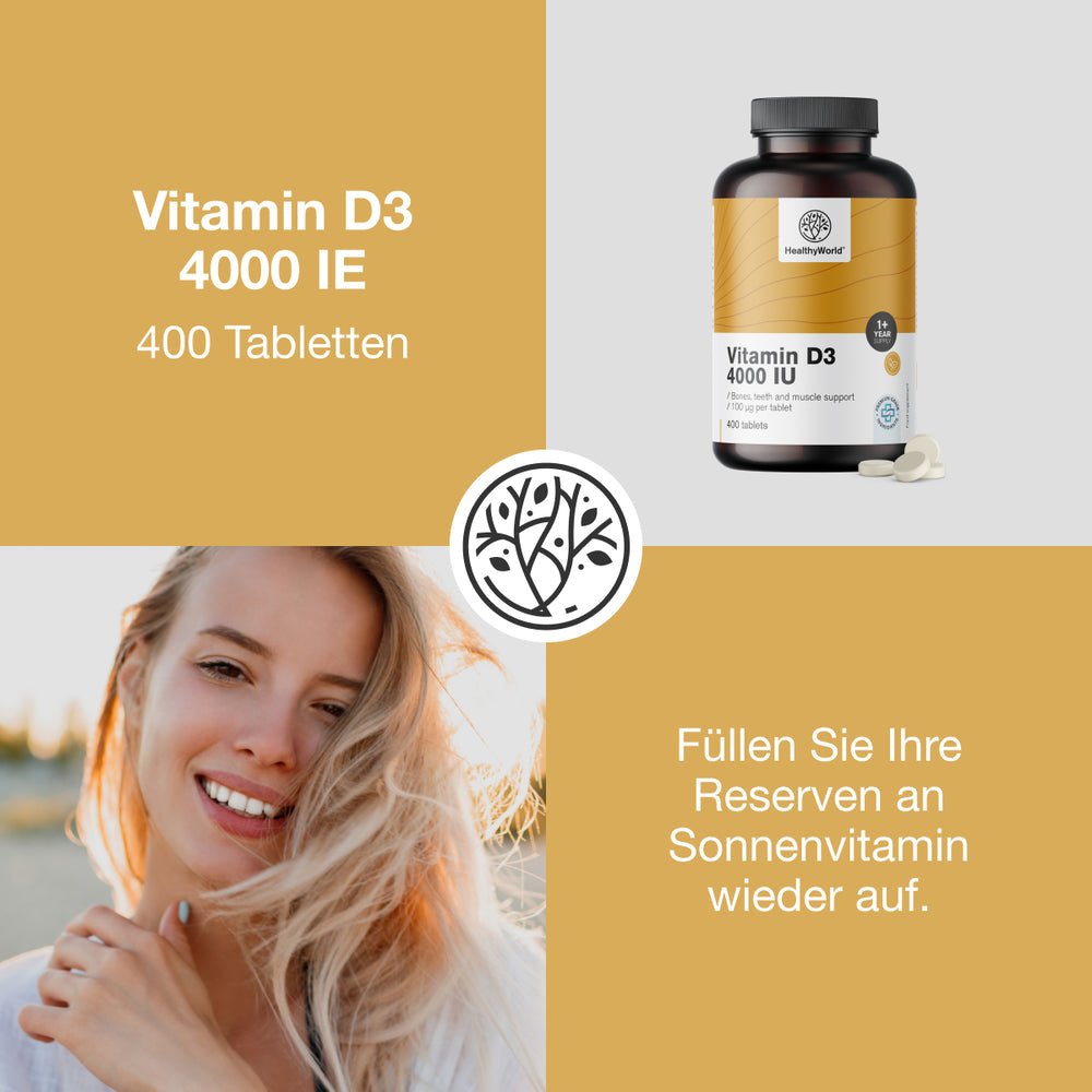 HealthyWorld | Vitamin D3 4000 IE für gestärktes Immunsystem - 400 Tabletten