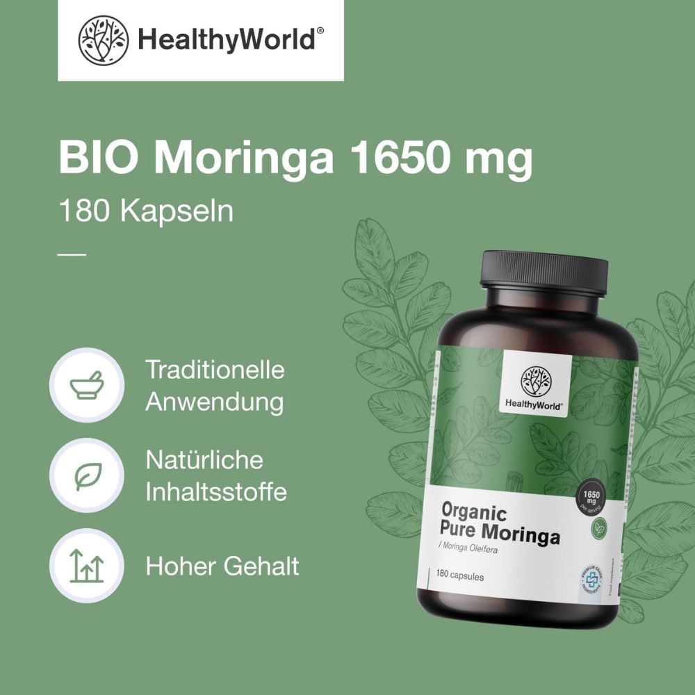 HealthyWorld | BIO Moringa 1650 mg - 180 Kapseln