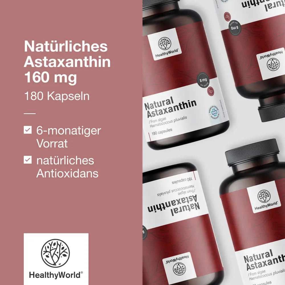 HealthyWorld | Natürliches Astaxanthin 160 mg - 180 Kapseln