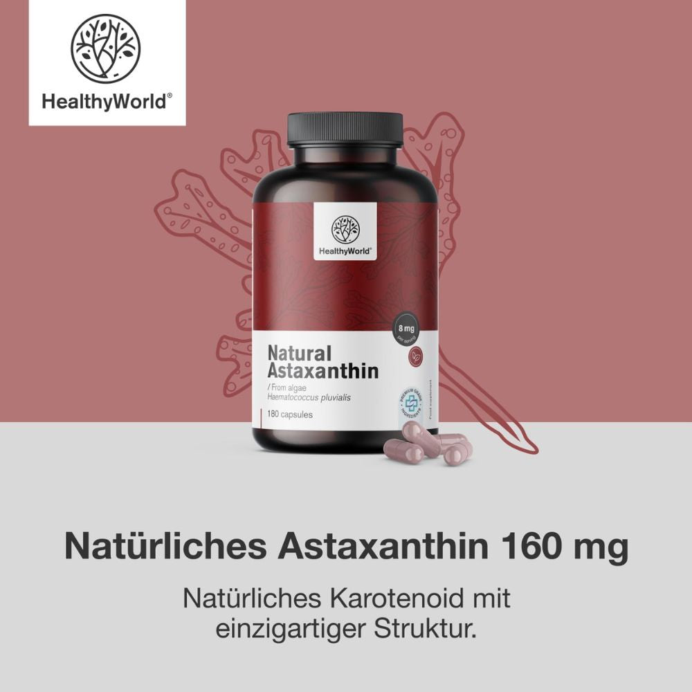 HealthyWorld | Natürliches Astaxanthin 160 mg - 180 Kapseln