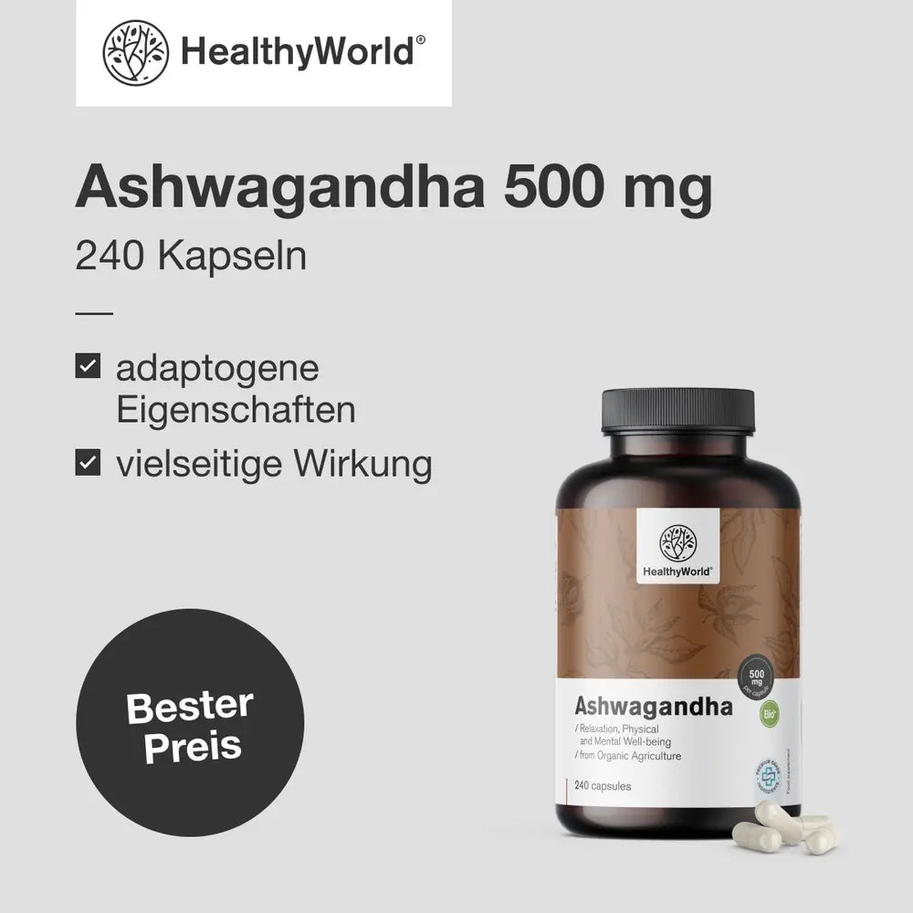HealthyWorld | Ashwagandha 500 mg - 240 Kapseln