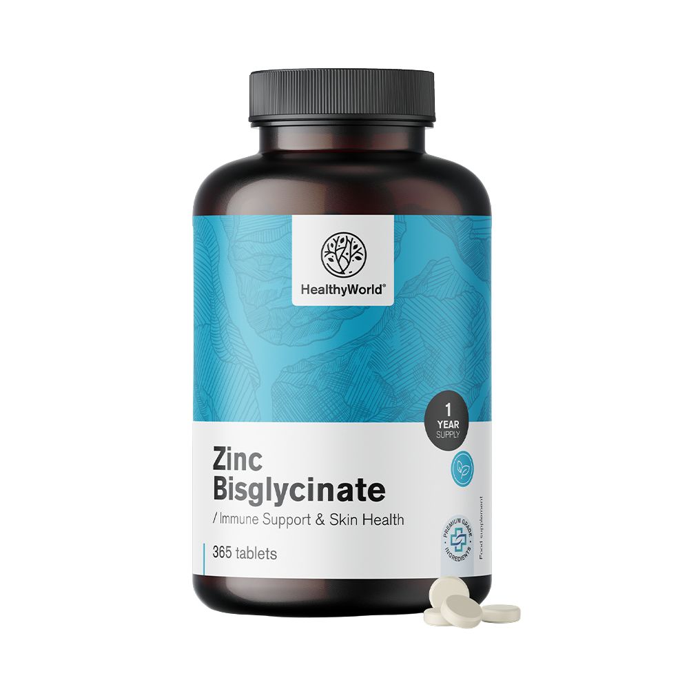 HealthyWorld | Zinkbisglycinat 15 mg für Haut, Haare, Nägel & Immunsystem - 365 Tabletten