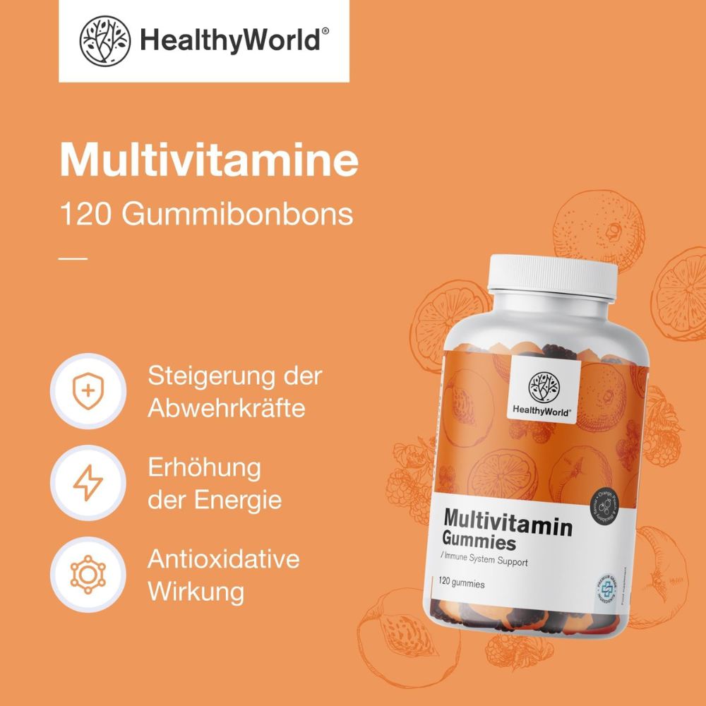 HealthyWorld | Multivitamine Gummies mit 10 Vitaminen - 120 Gummibonbons