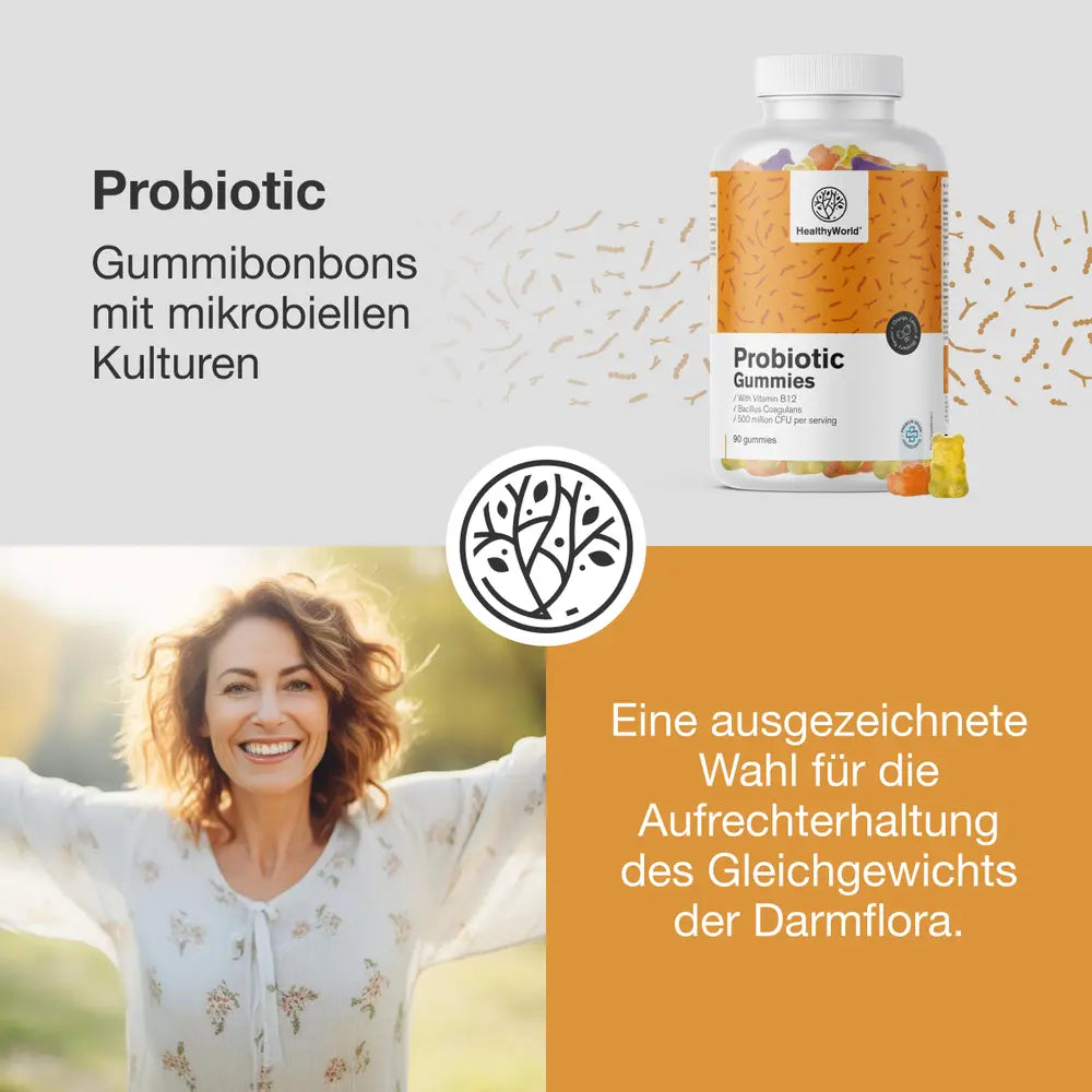 HealthyWorld | Probiotic – Gummis mit mikrobiellen Kulturen - 90 Gummibonbons