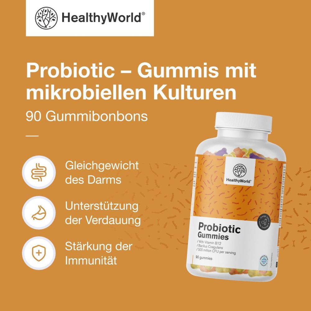 HealthyWorld | Probiotic – Gummis mit mikrobiellen Kulturen - 90 Gummibonbons