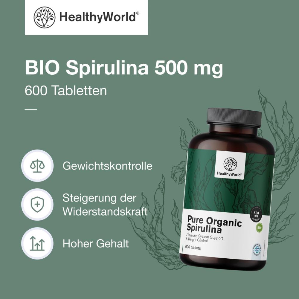 HealthyWorld | BIO Spirulina 500 mg - 600 Tabletten