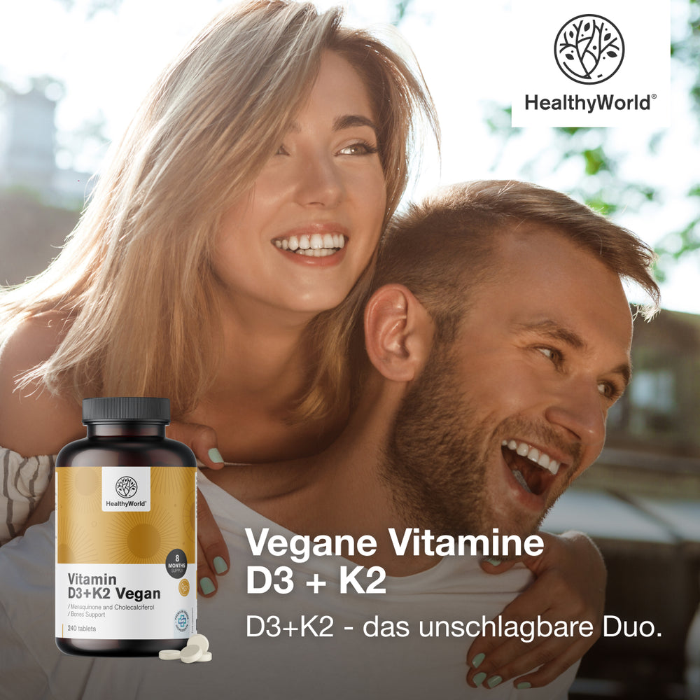 HealthyWorld | Vegane Vitamine D3+K2 - 240 Tabletten
