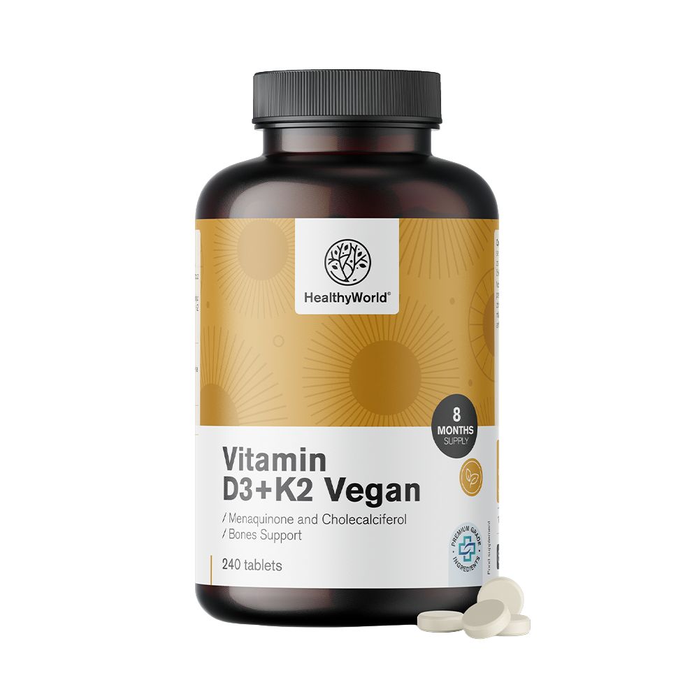 HealthyWorld | Vegane Vitamine D3+K2 - 240 Tabletten