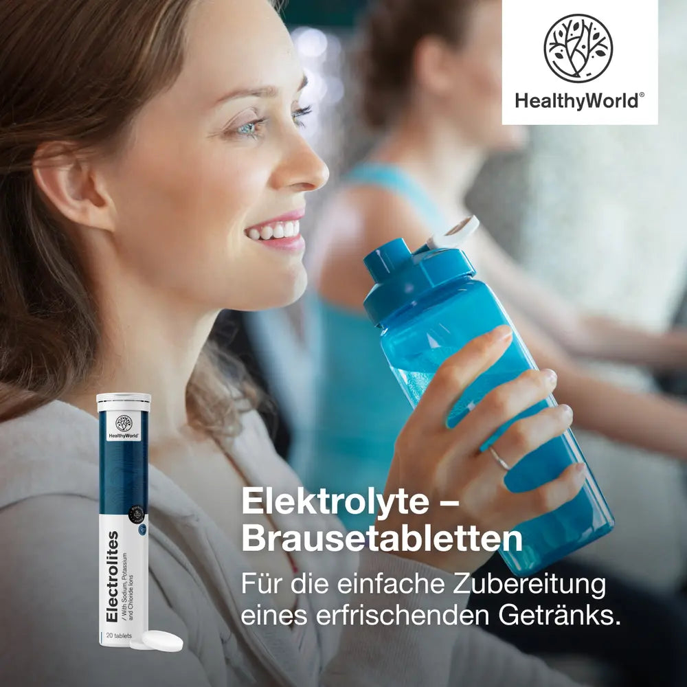 HealthyWorld | Elektrolyte – Brausetabletten mit Schwarzer-Johannisbeere-Geschmack – 20 Stück