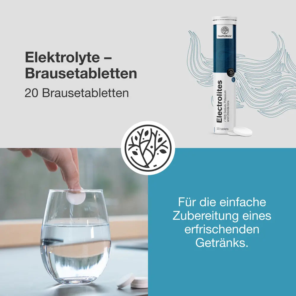 HealthyWorld | Elektrolyte – Brausetabletten mit Schwarzer-Johannisbeere-Geschmack – 20 Stück
