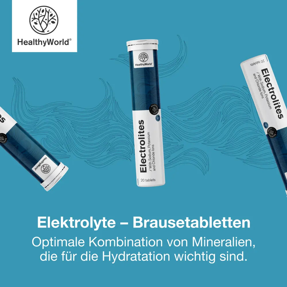 HealthyWorld | Elektrolyte – Brausetabletten mit Schwarzer-Johannisbeere-Geschmack – 20 Stück