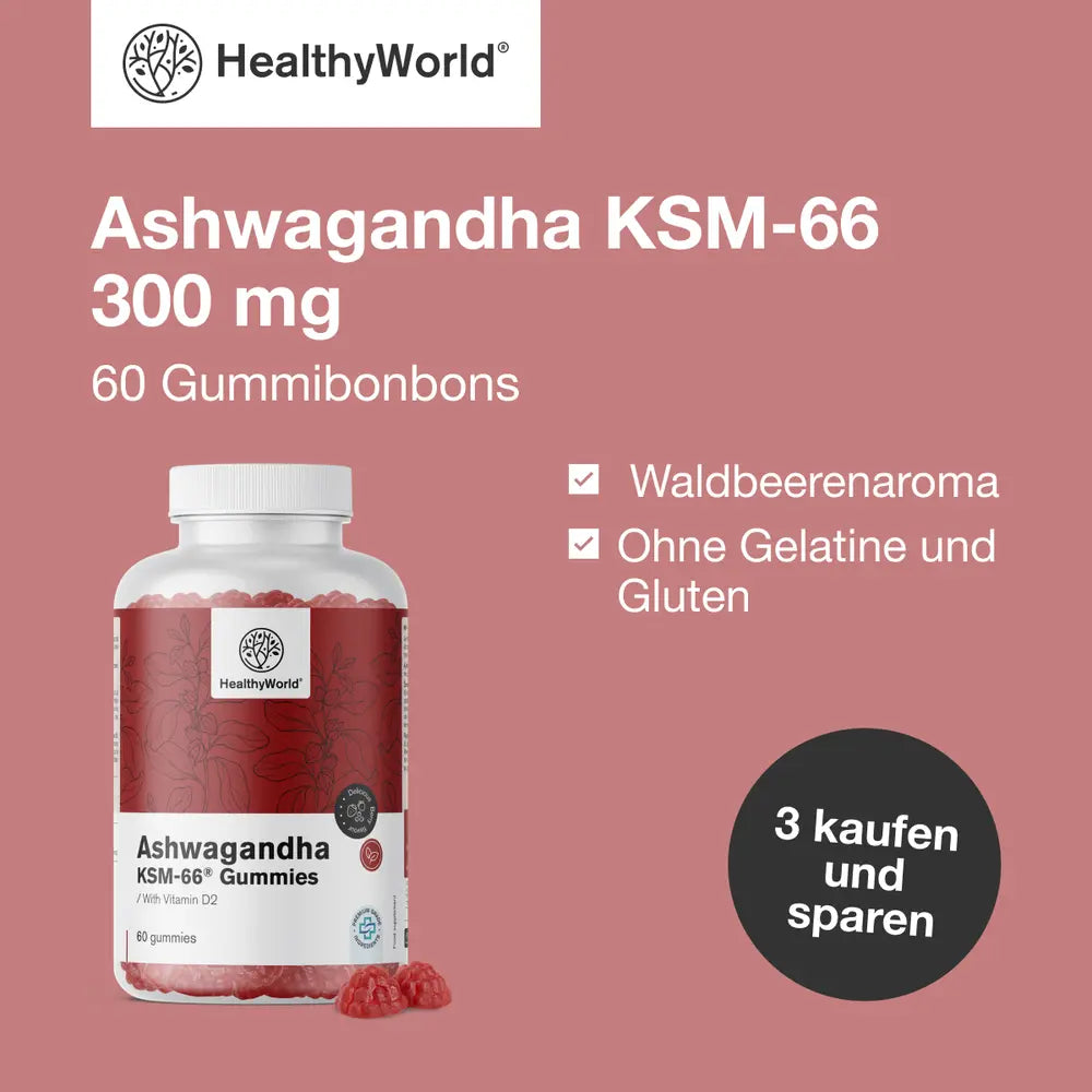 HealthyWorld | Ashwagandha KSM-66 300 mg - 60 Gummibonbons