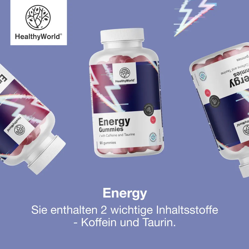 HealthyWorld | Energy – Gummis für Energie & weniger Müdigkeit – 90 Gummibonbons
