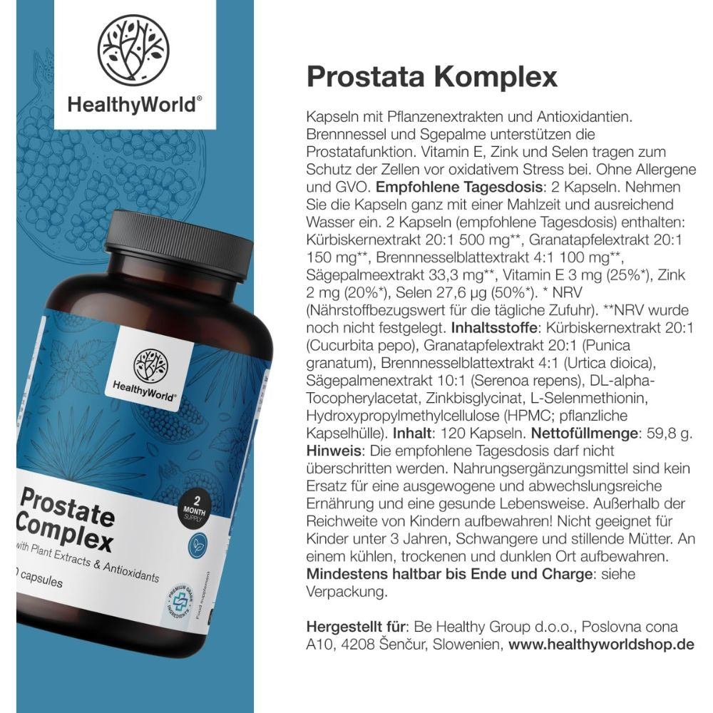 HealthyWorld | Prostata-Komplex für Harnfunktion und Sexualität - 120 Kapseln