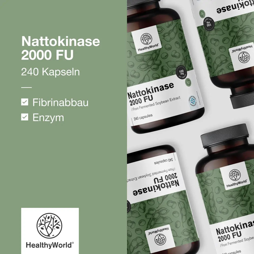 HealthyWorld | Nattokinase 2000 FU für das Blut- und das Herz-Kreislauf-System - 240 Kapseln