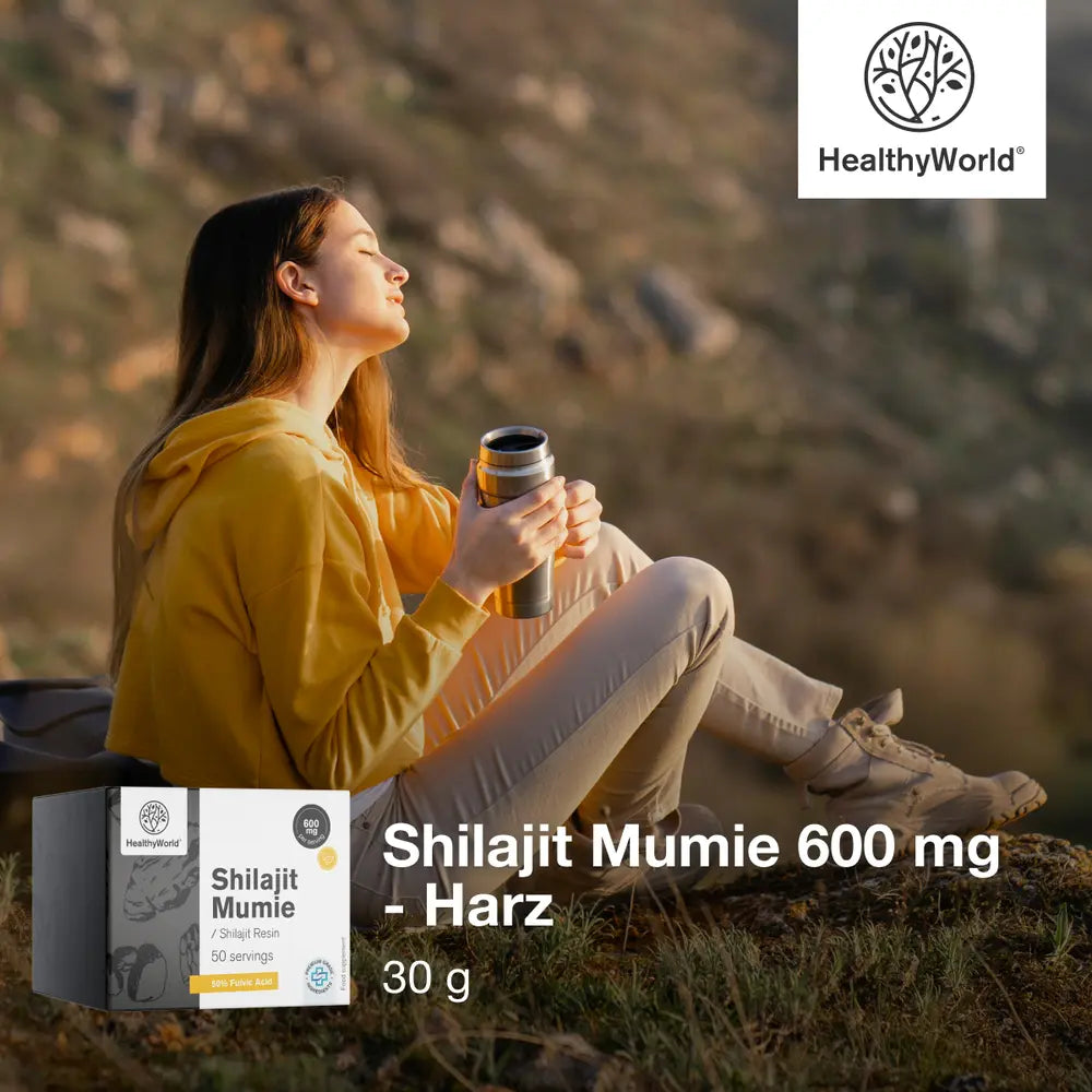 HealthyWorld | Shilajit Mumie 600 mg – Harz zum Ausgleich von Körper und Geist - 30 g