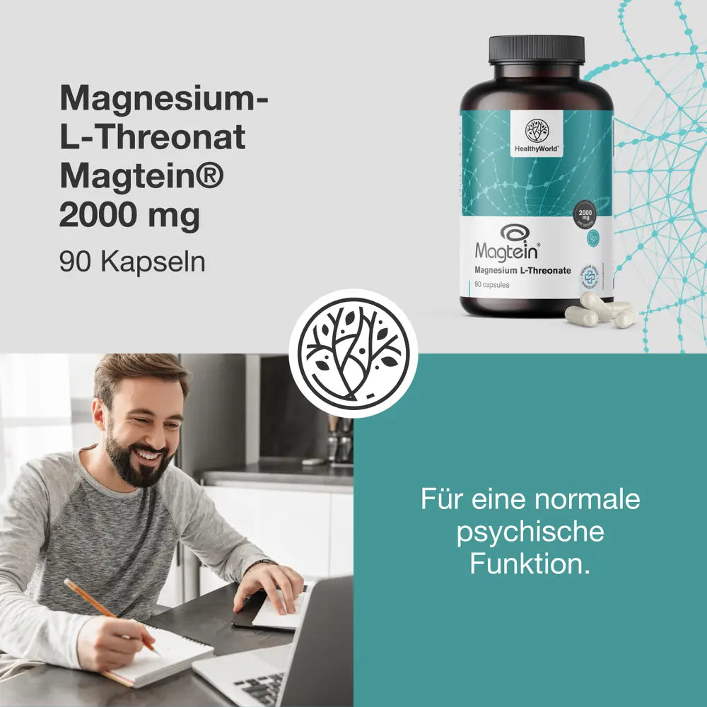 HealthyWorld | Magnesium L-Threonat Magtein® 2000 mg - 90 Kapseln