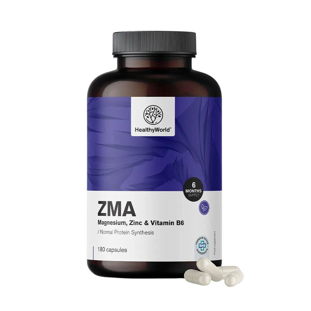 HealthyWorld | ZMA – Magnesium, Zink und B6 - 180 Kapseln