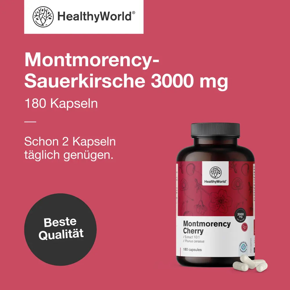 HealthyWorld | Montmorency-Sauerkirsche 3000 mg - 180 Kapseln