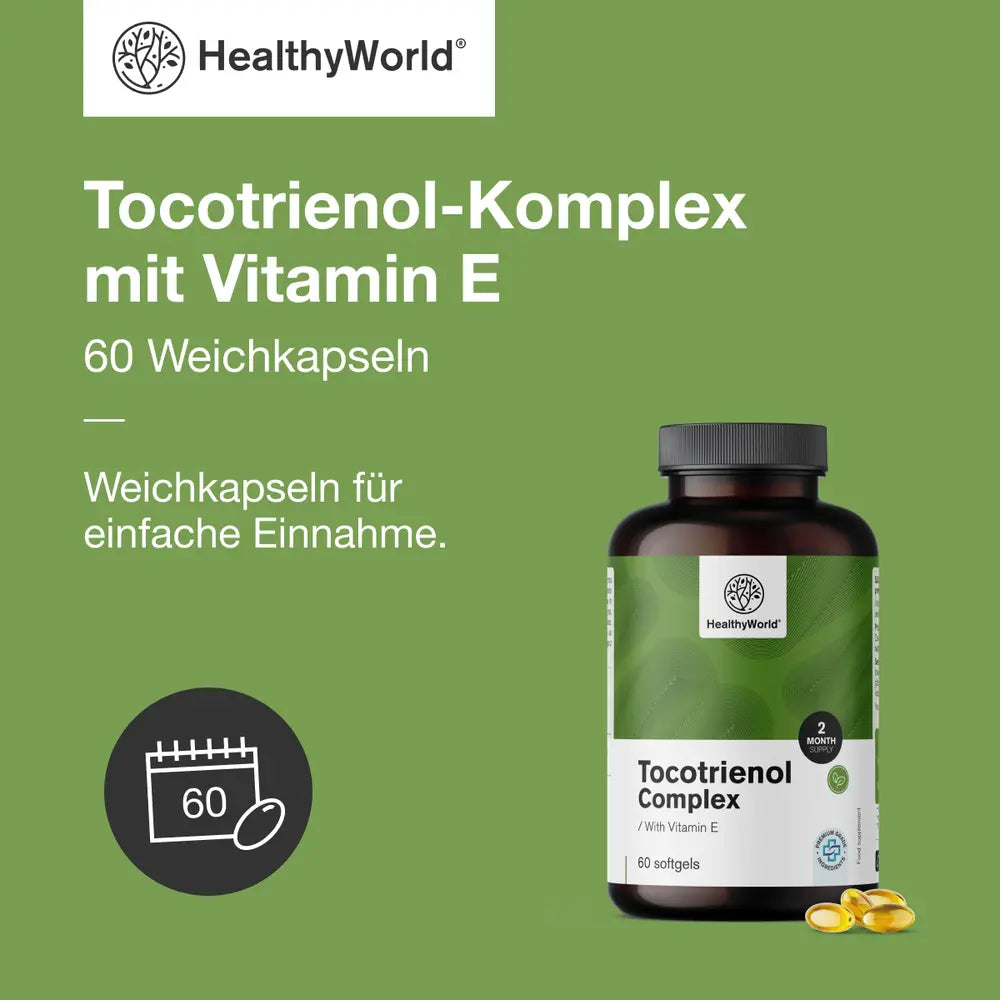HealthyWorld | Tocotrienol-Komplex mit Vitamin E – 60 Weichkapseln