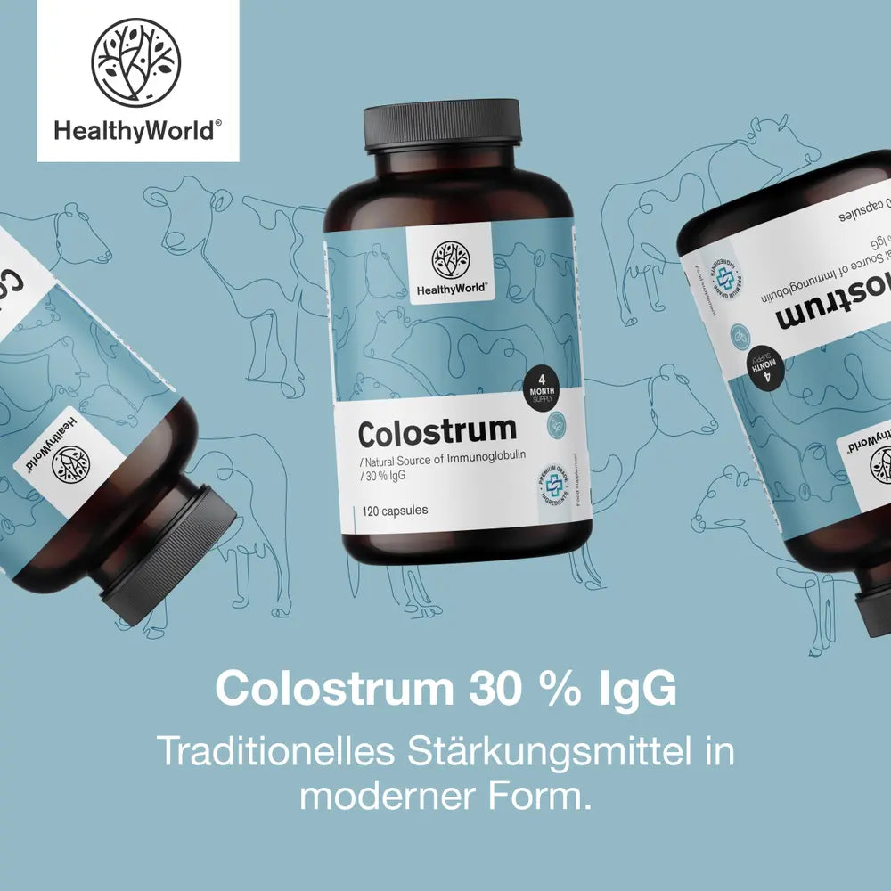 HealthyWorld | Colostrum 30 % IgG für die tägliche Unterstützung der Vitalität - 120 Kapseln