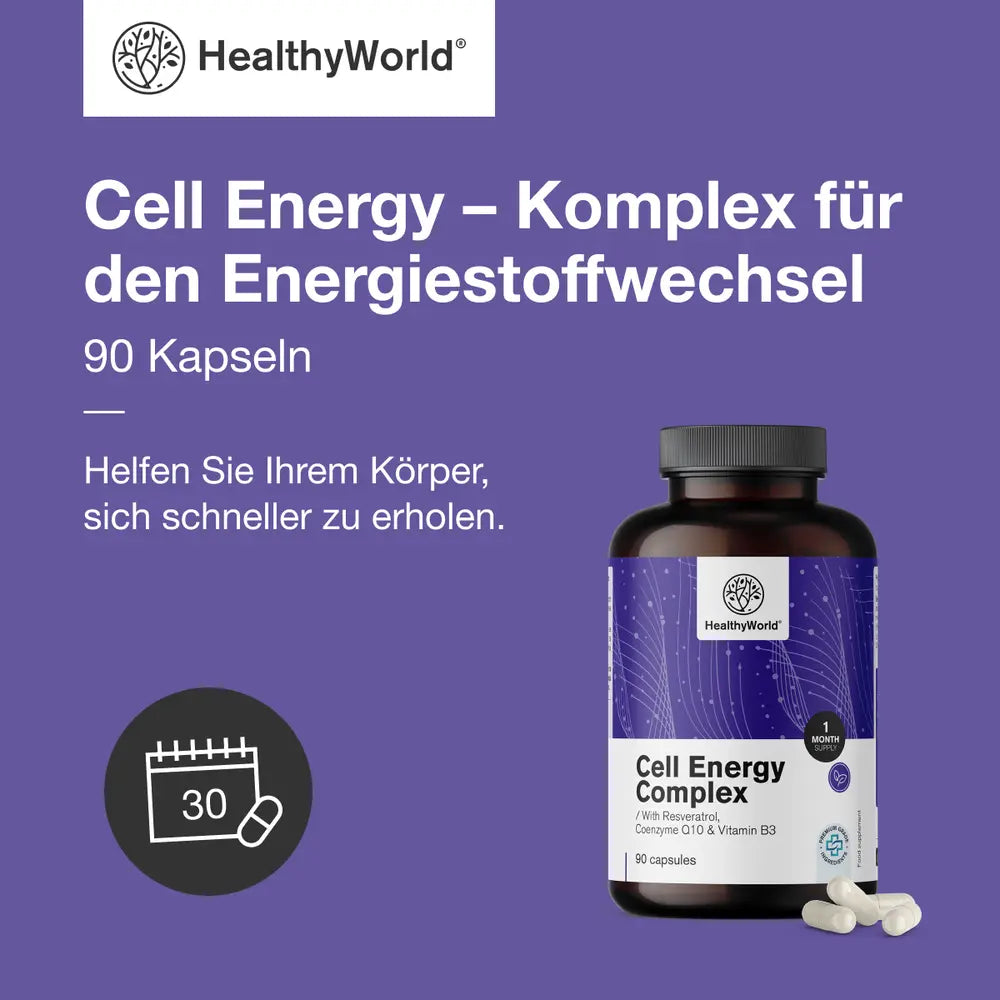 HealthyWorld Cell Energy – Komplex für den Energiestoffwechsel – 90 Kapseln