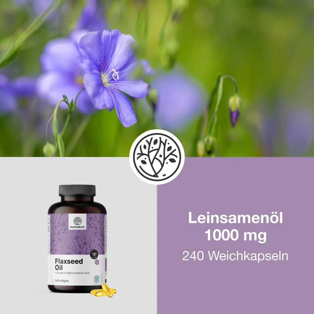 HealthyWorld Leinsamenöl 1000 mg – 240 Weichkapseln