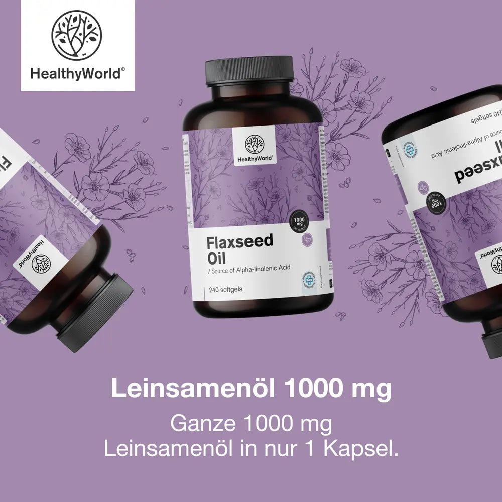 HealthyWorld Leinsamenöl 1000 mg – 240 Weichkapseln