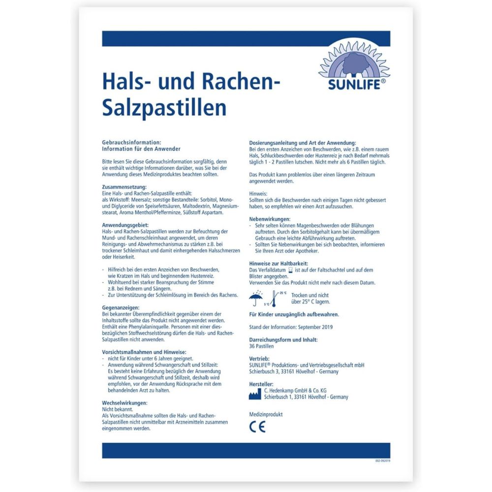 Sunlife | Hals- und Rachen Salzpastillen - 36 Stk