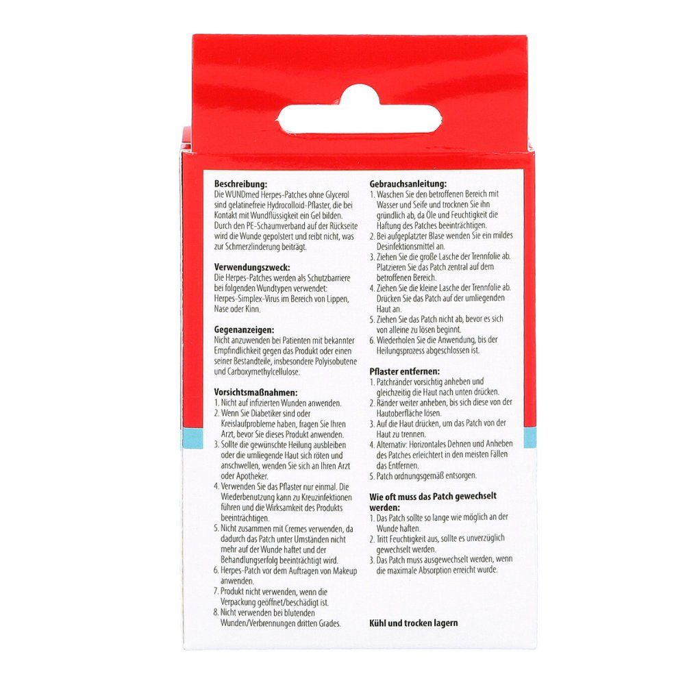 WUNDmed | Herpes Patch Hydrocolloid 15x15mm - 6 Stück