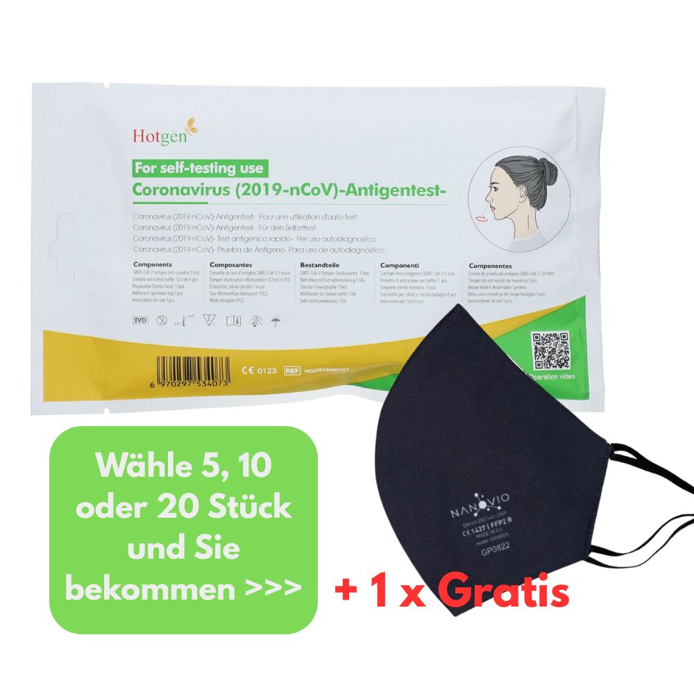 Hotgen | Covid-19-Antigen-Selbsttest Kombis + Gratis Nanovio FFP2 Maske
