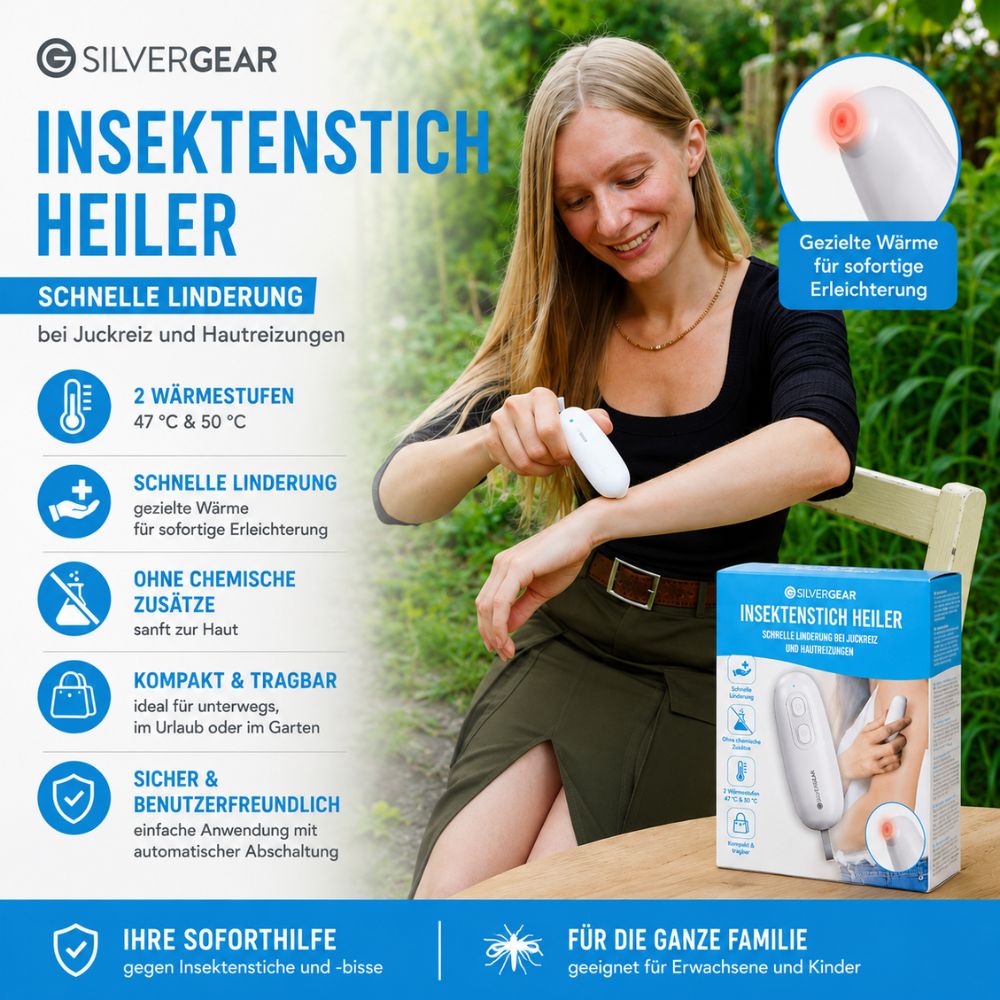 Silvergear | Insektenstichheiler mit Wärmefunktion -  Unterstützung bei Juckreiz und Hautreizungen