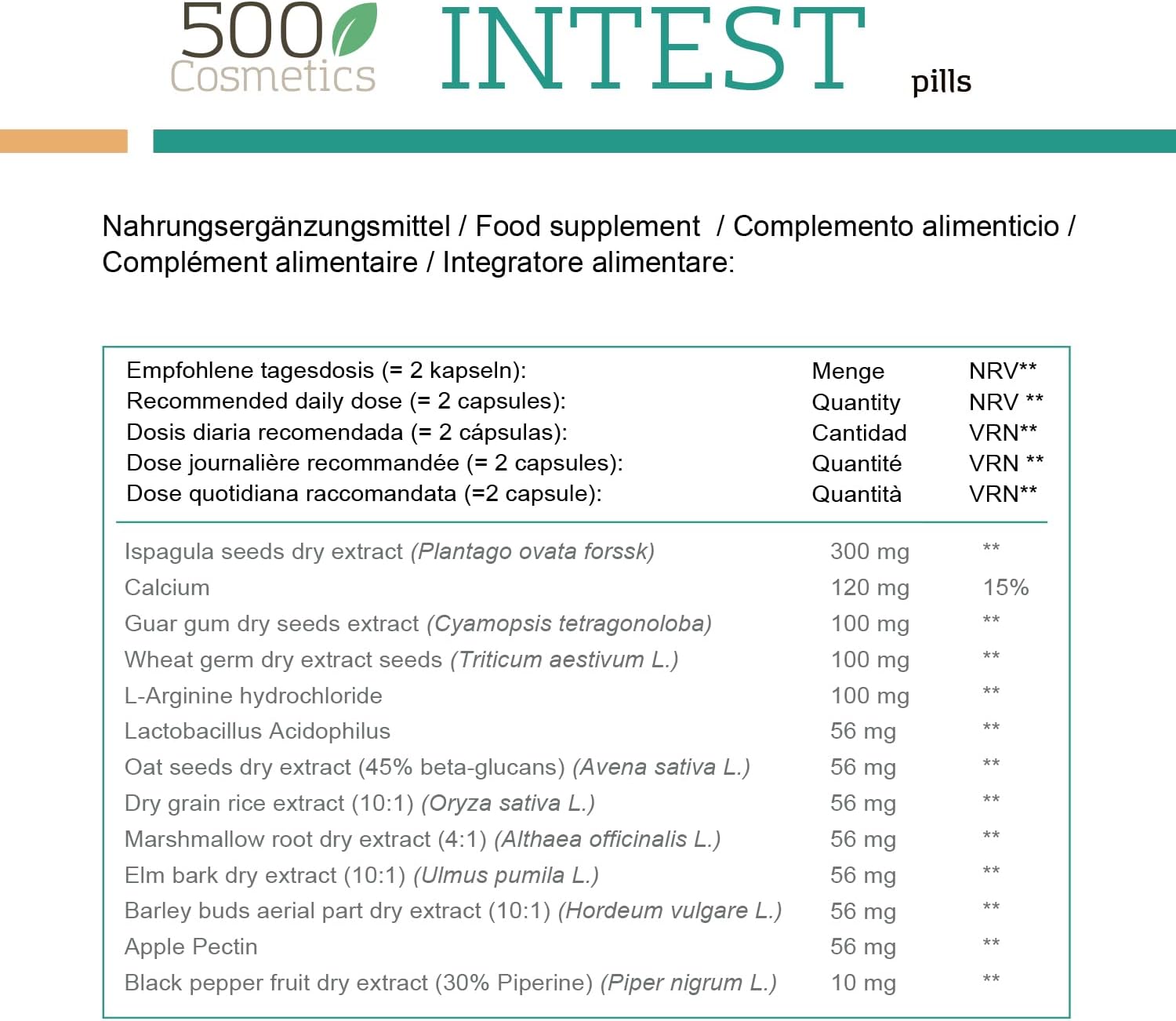 500Cosmetics | Intest Pills - zur Vorbeugung und Vermeidung von Hämorrhoiden