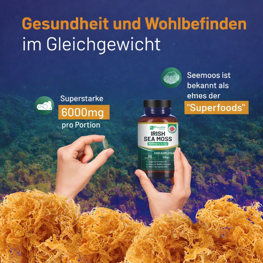 Prowise Healthcare | Irische Meeresmoos Tabletten Hochdosiert 6000 mg – 120 Tabletten