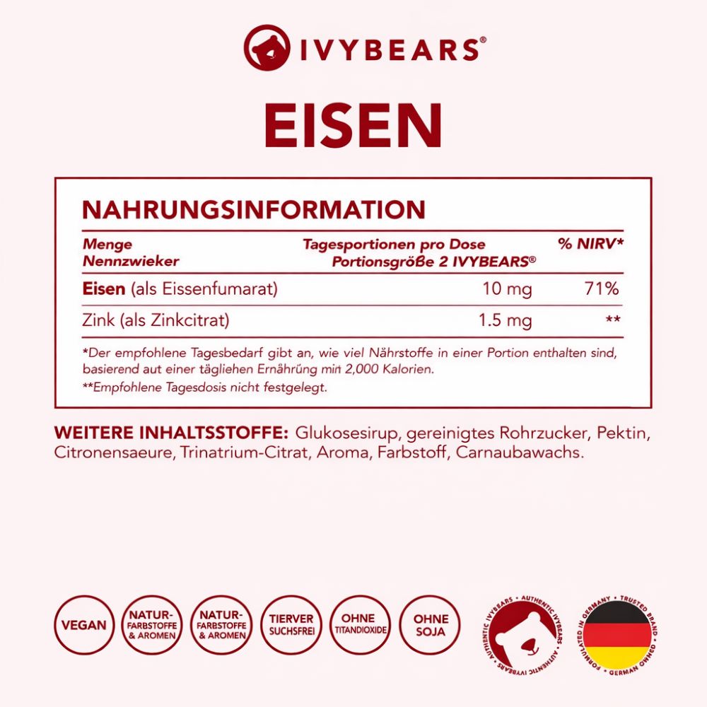 IvyBears | Iron mit Eisen und Zink - 60 Gummibärchen
