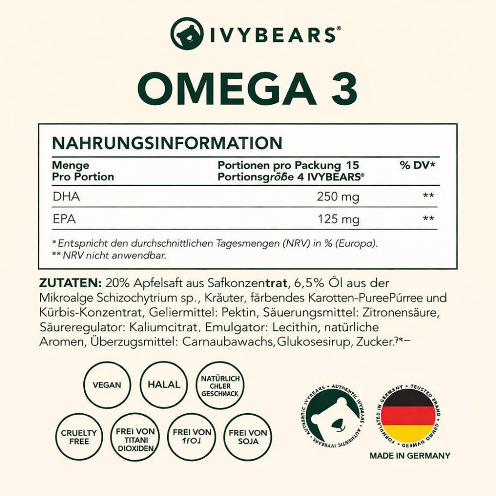 IvyBears | Vegan Omega 3 - 60 Gummibärchen