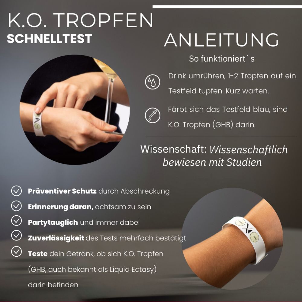 Xantus | K.O. Tropfen Schnelltest Armband | 2 Testfelder | NEU