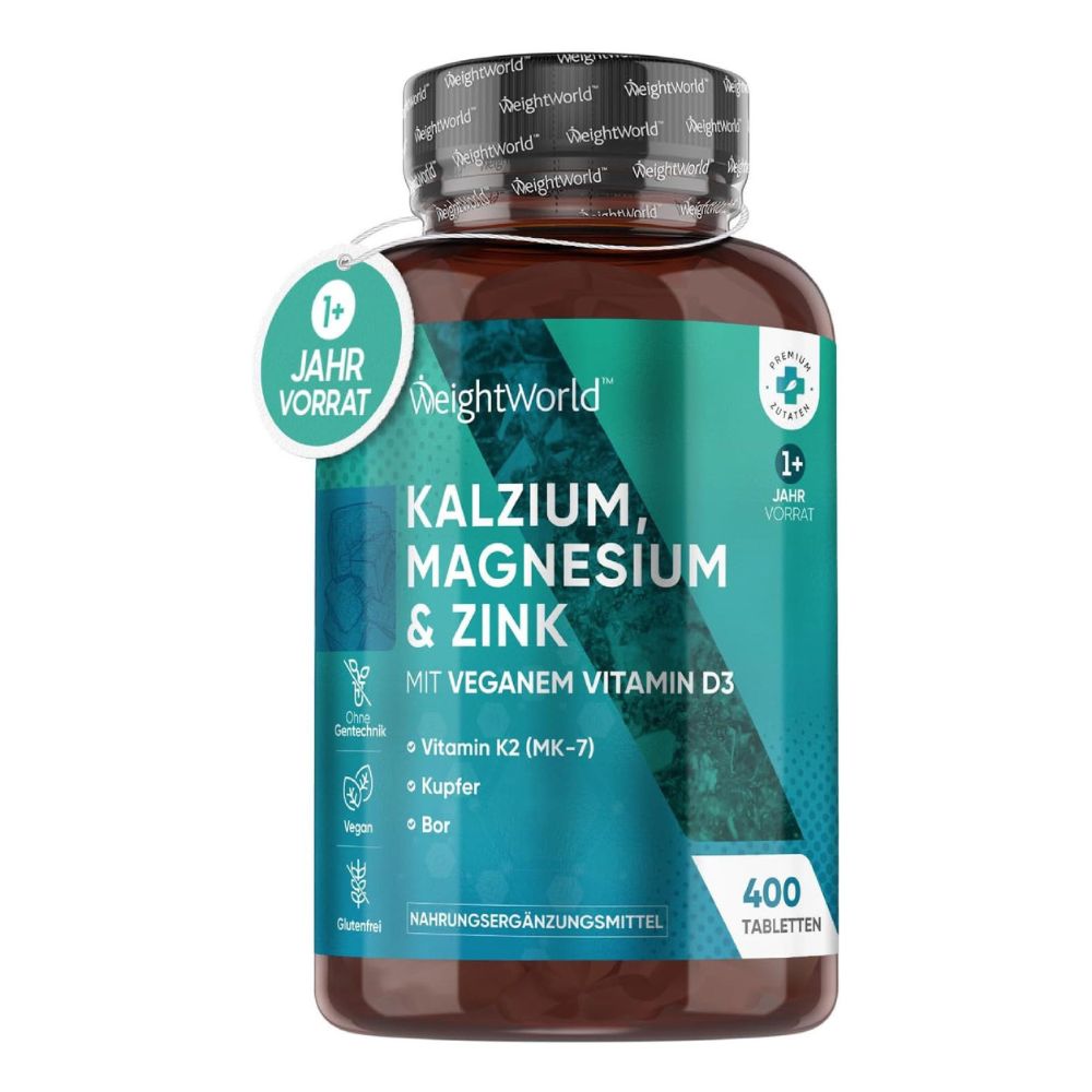 WeightWorld | Kalzium Magnesium Zink - 400 vegane Tabletten
