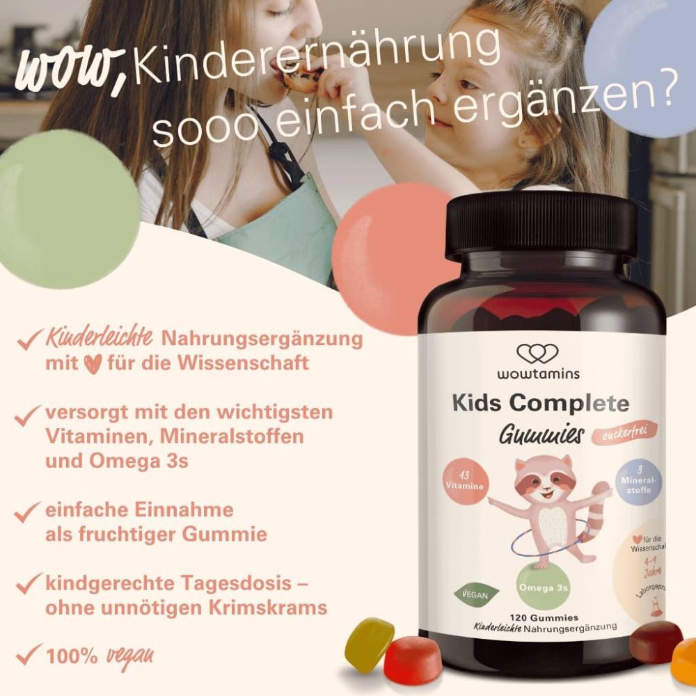 WOWTAMINS I Kids Complete Gummies - ZUCKERFREI - 120 Gummies