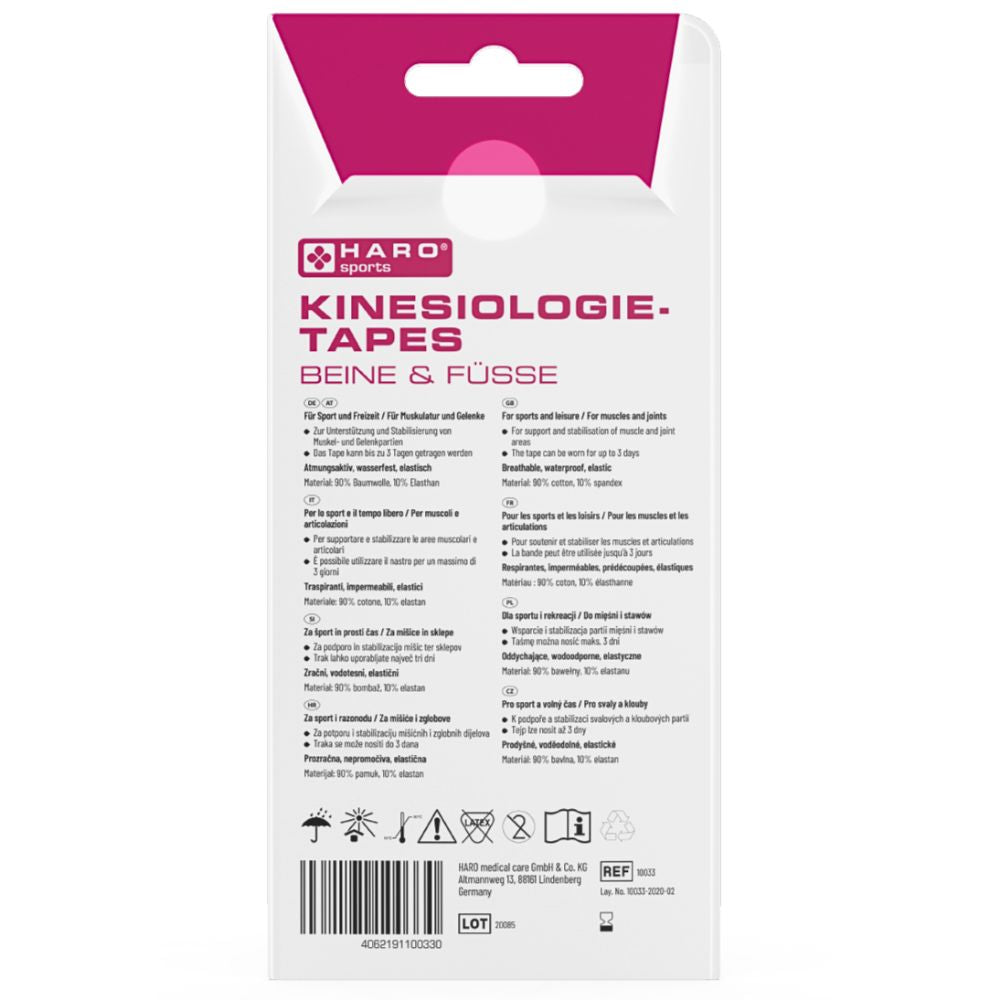 Haro | Kinesiologietapes für Beine und Füße - 2 Abschnitte mit 2 Größen