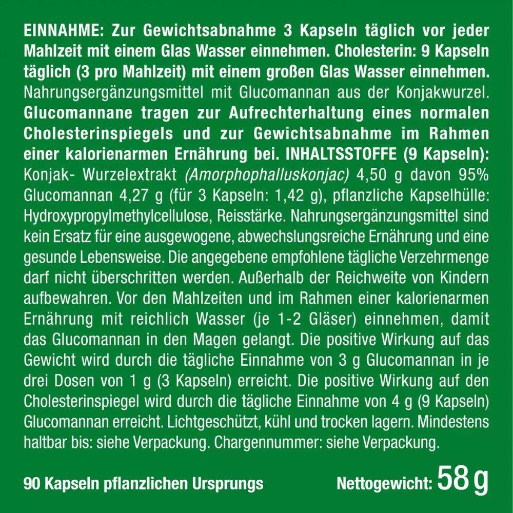 Nutrimea | Konjak konzentriert zu 95% Glucomannanen - 90 Kapseln