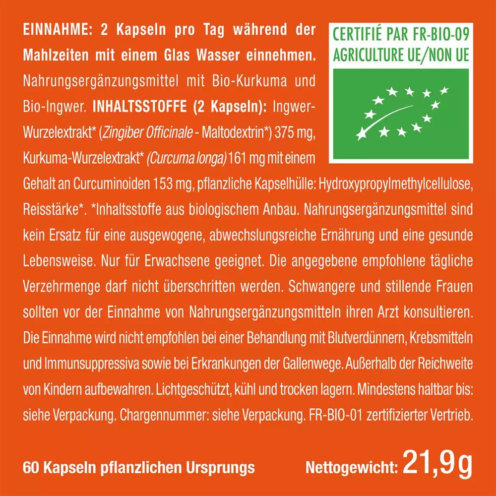 Nutrimea | Kurkuma & Ingwer BIO – 60 Kapseln