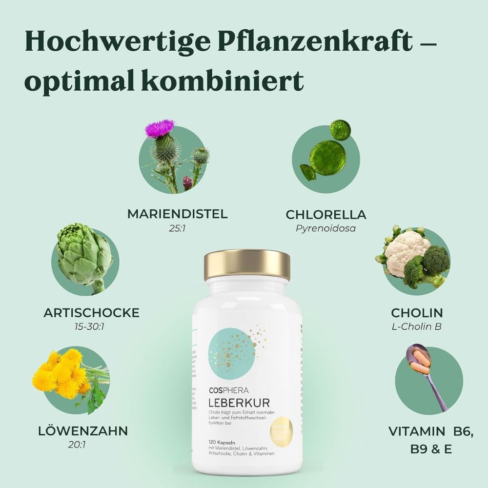 Cosphera | Leberkur Kapseln für Leber und Stoffwechsel - 120 Stück