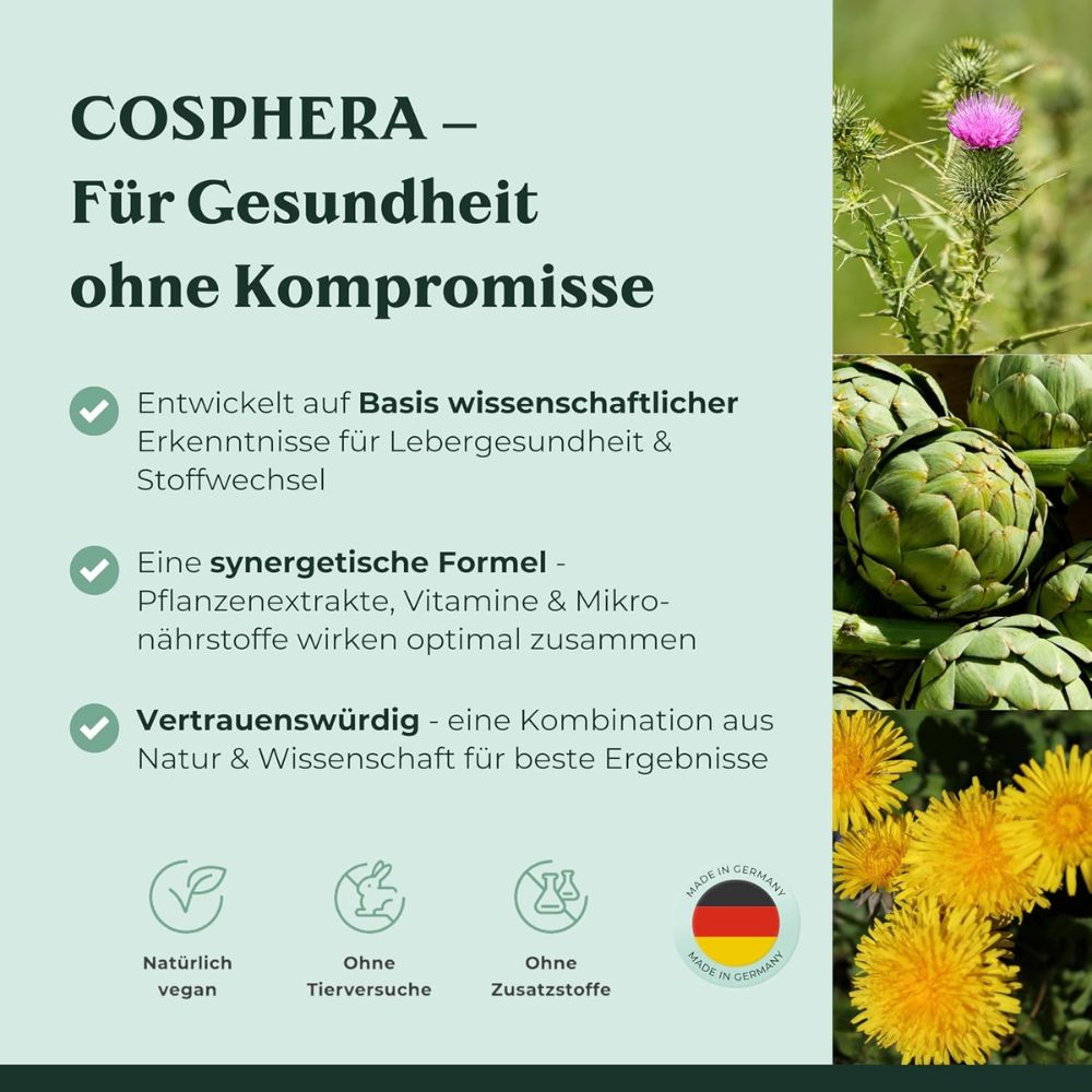 Cosphera | Leberkur Kapseln für Leber und Stoffwechsel - 120 Stück