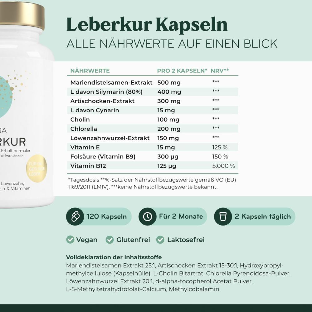 Cosphera | Leberkur Kapseln für Leber und Stoffwechsel - 120 Stück