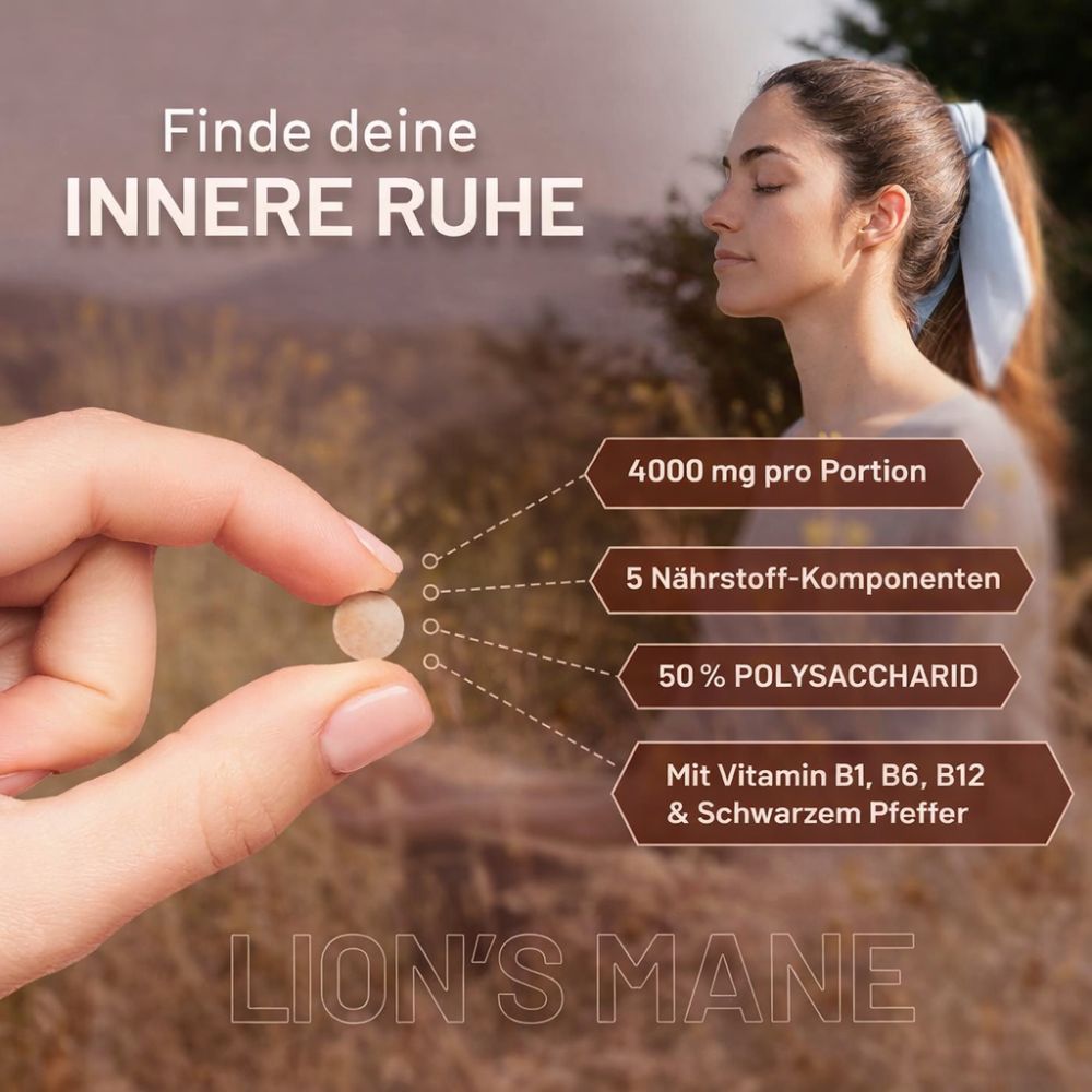 Prowise Healthcare | Löwenmähnen-Pilzpräparat 4000 mg mit Vitamin B1 - 180 Tabletten