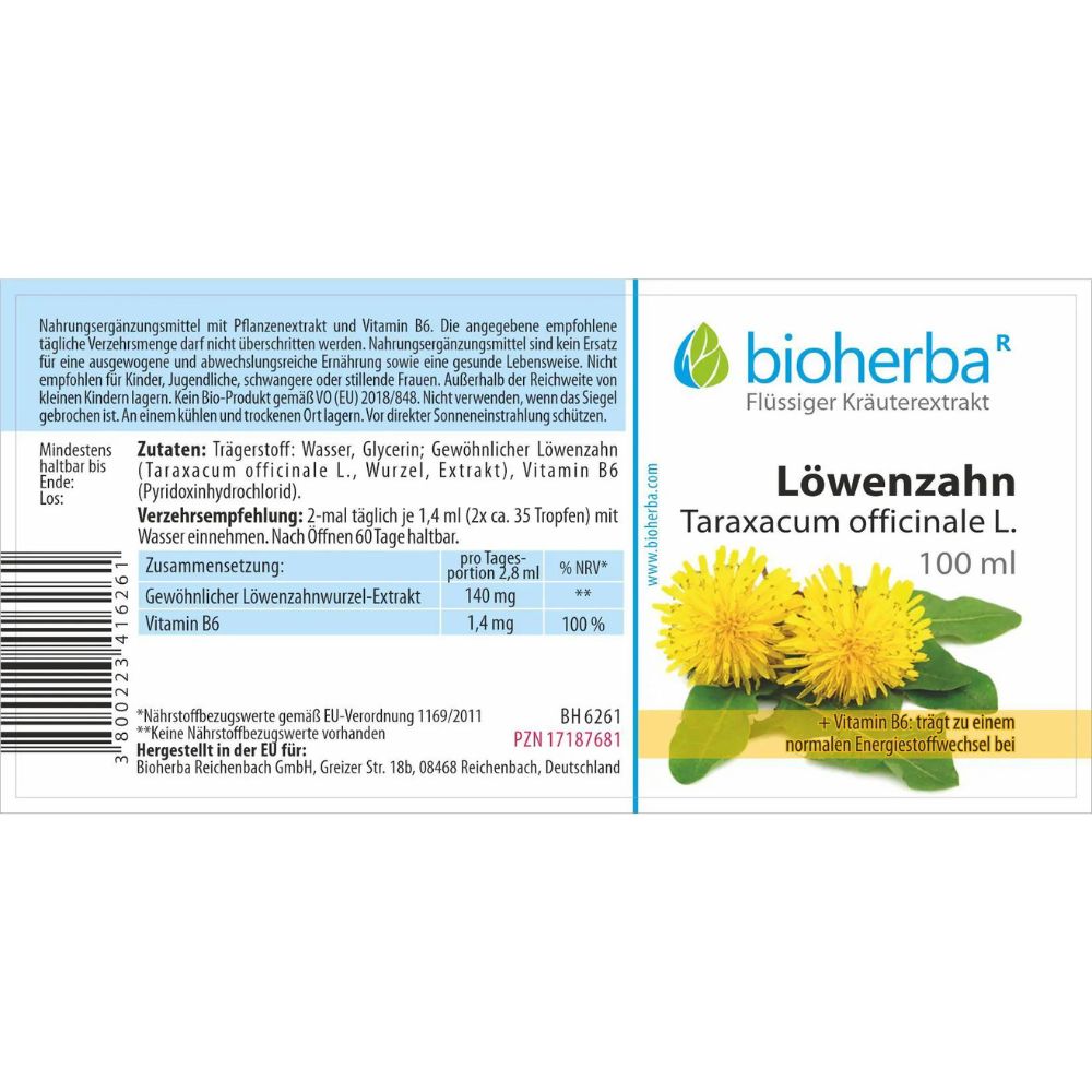 Bioherba | Löwenzahnwurzel - Tinktur für die Verdauung - 100 ml